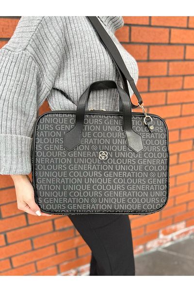 Rosmod Unisex Μαύρος Χαρτοφύλακας Laptop 14 ιντσών με λουράκι με μοτίβο κειμένου