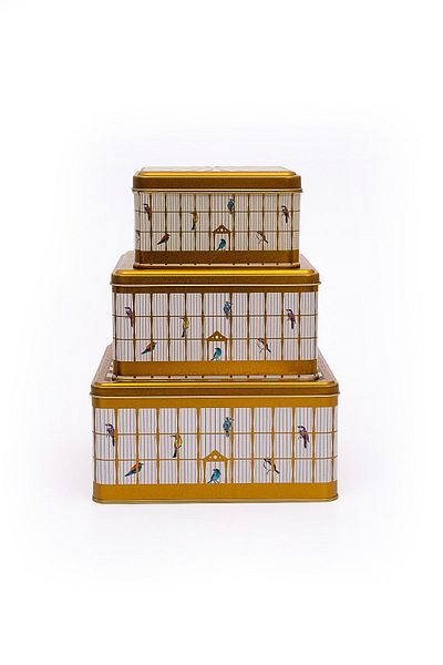 EVLE Bird Cage Patterned Metal Storage Container, Organizer Box, Makeup Organizer Erb13t7