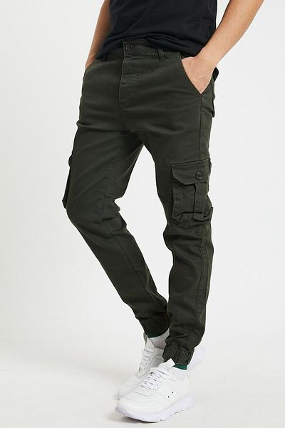 Serseri Jeans Men's Bellows Khaki Color Jogger Trousers with Elastic Legs