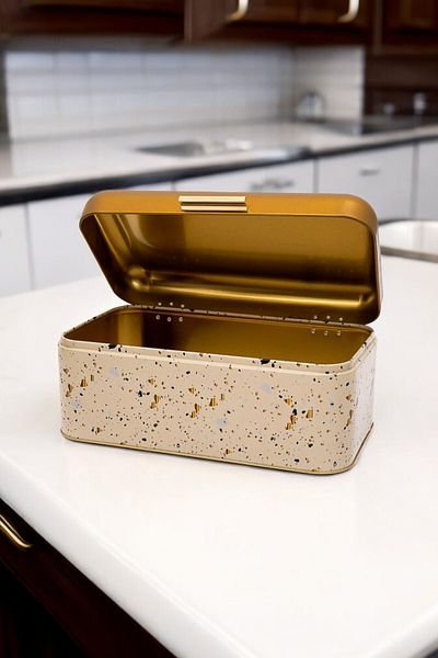 EVLE Metal Bread Basket, Bread Box - Metal Bread Bowl, Terrazo Er061-9g