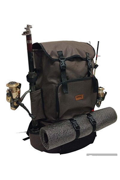 ROWAN ÇANTA ПОХІДНА РИБАЛЬСЬКА СУМКА З ТЕРМО-ВІДДІЛЕННЯМ НА ДНІ КОРИЧНЕВОГО КОЛЬОРУ З БОКОВИМ КРІПЛЕННЯМ ДЛЯ ВУДКИ РОЗМІРОМ 62 * 41 * 22 СМ