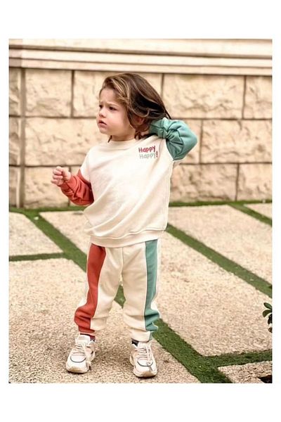 SS ÇEliK KOOP Happy Embroidered Top and Bottom Set for Ages 2-8