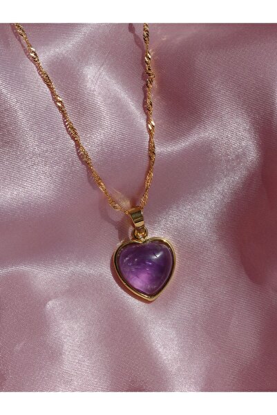 Reorah Collection Heart Patterned Natural Stone Necklace