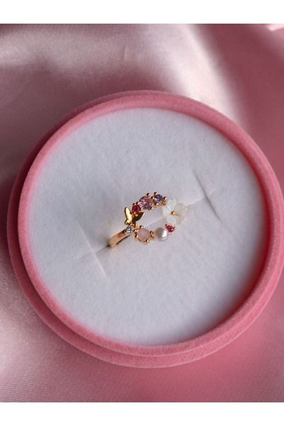 Reorah Collection Pink Minimal Patterned Garden Ring