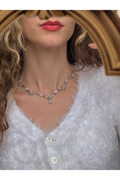 Reorah Collection Floral Nostalgia Necklace - Nostalgic Flower Necklace - Pink