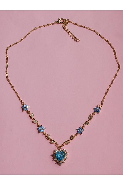Reorah Collection Love Garden Zircon Stone Heart Flower Necklace