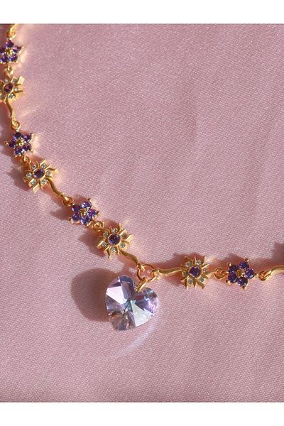 Reorah Collection . Stoned Flower Sun Necklace