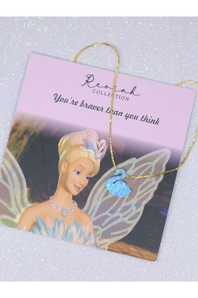 Reorah Collection Odette Swan Lake Princess with Opal Figure - Blue Necklace