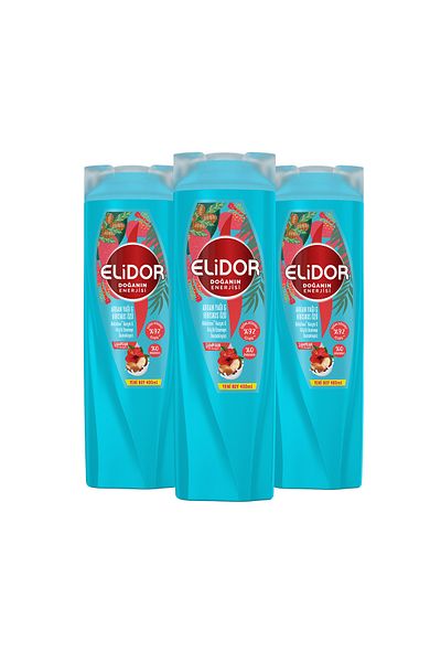 Elidor 400 ml Nature's Energy Shampoo with Argan Oil and Hibiscus Extract - X3