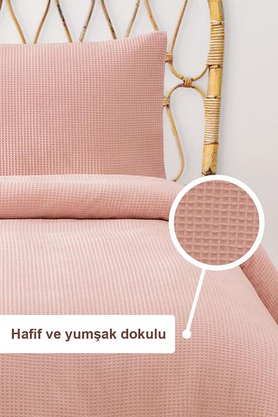 Denizli Concept Waffle Single Pique Set Powder