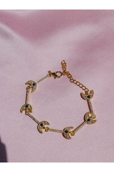 Reorah Collection Navy Blue Zircon Stone Moon Bracelet