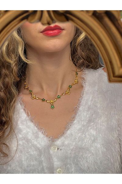 Reorah Collection Floral Nostalgia Necklace - Nostalgic Flower Necklace - Green