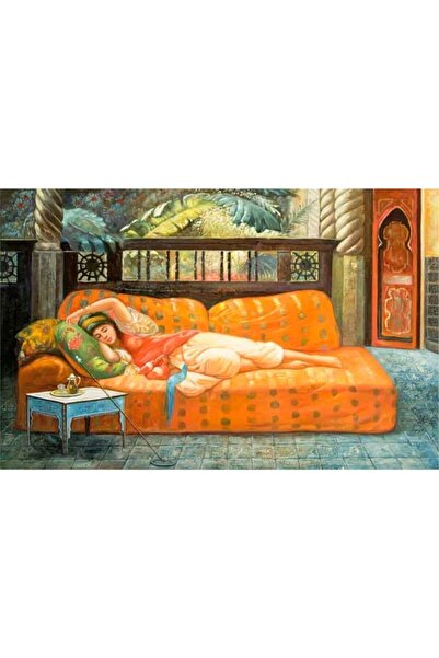 Tablosan Femeie în poziție întinsă pe un canapea portocaliu Pictură pe pânză 30x40 Cm Kb21013 30x40 Cm