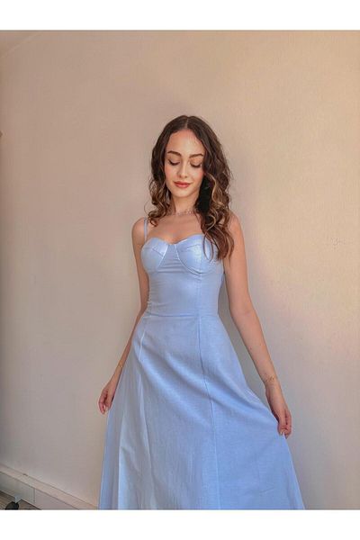 Reorah Collection Long Blue Strap Dress