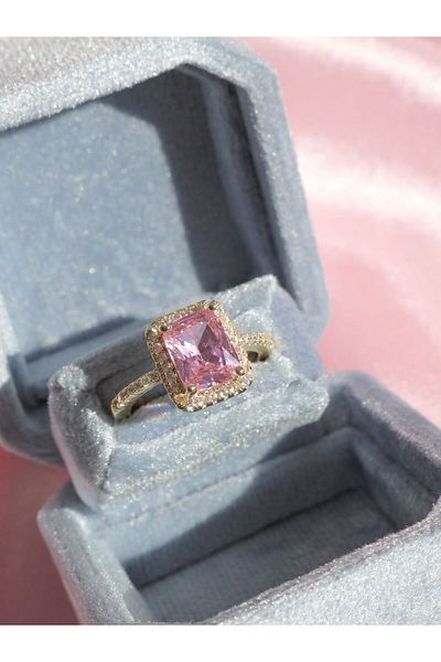 Reorah Collection Pink Zircon Stone Baguette Ring