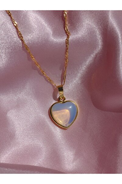 Reorah Collection Heart Patterned Natural Stone Necklace