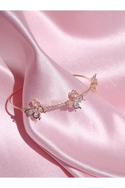 Reorah Collection White Zircon Stone Butterfly Bracelet