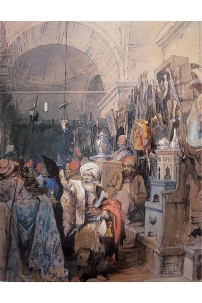 Tablosan Pictură pe pânză cu bătrâni care vând la bazár 20x30 Cm Kb21038 20x30 Cm