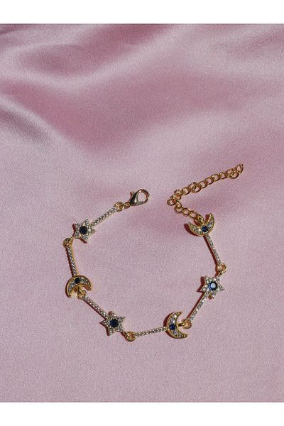 Reorah Collection Navy Blue Moon Star Bracelet with Zircon Stones