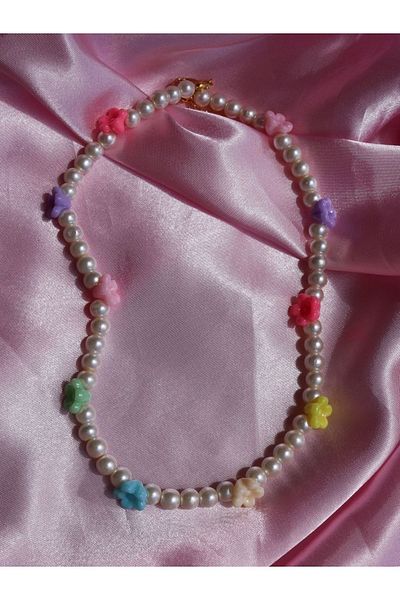 Reorah Collection Summer Flower Glass Pearl Necklace