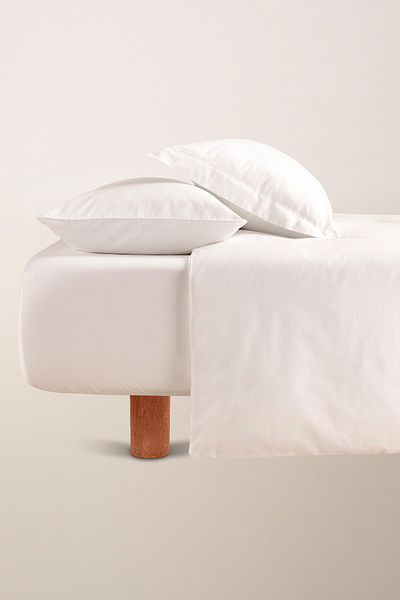 Penelope Seria Lia albă - Set cuvertură de pilota din satin 100% bumbac, 200x220 cm
