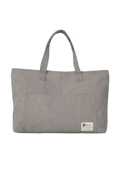 Bakras Ανοιχτό Γκρι Canvas Shopper Tote - Μεγάλο Μέγεθος, Πολλαπλών Χρήσεων