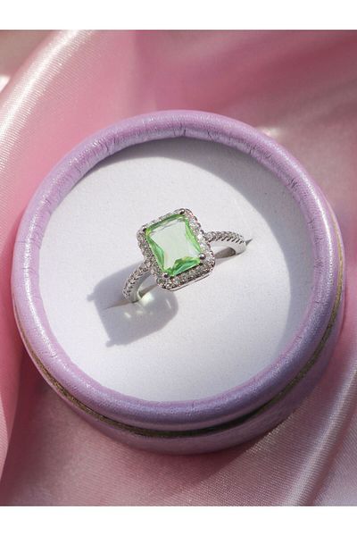 Reorah Collection Green Zircon Stone Baguette Ring
