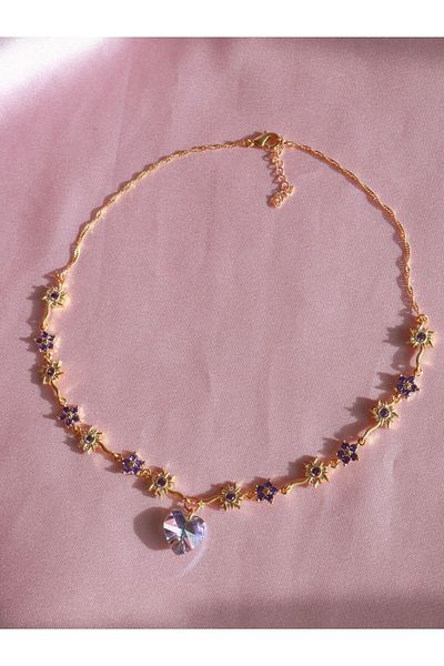 Reorah Collection . Stoned Flower Sun Necklace