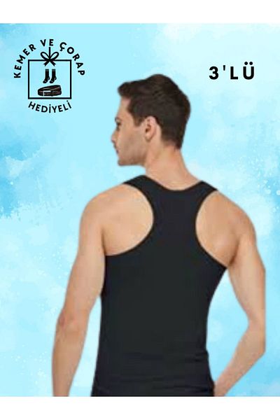 Tutku Men's Athlete Set of 3 - With Different Color Options, Belt and Socks Gift, Economic