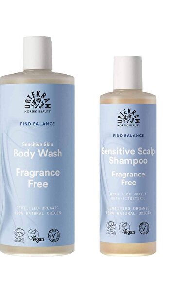 Urtekram فيند بالانس شامبو بدون رائحة 250 مل وجل استحمام 500 مل - للبشرة الحساسة