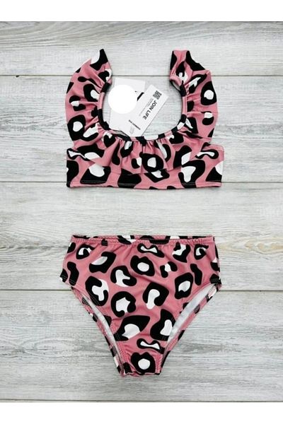 CECEYKİDS Leopard Patterned Frilly Printed Girls' Bikini Set