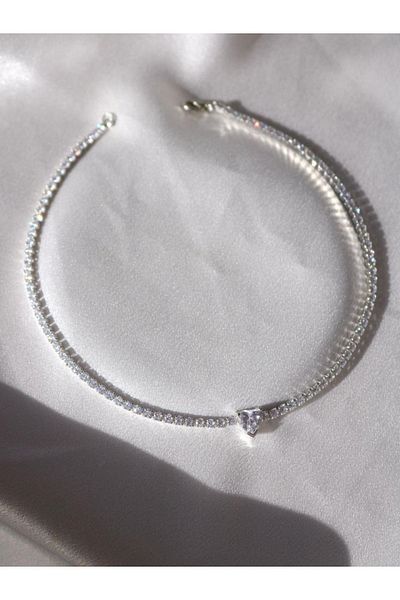 Reorah Collection White Silver Coated Shiny Love Waterway Choker