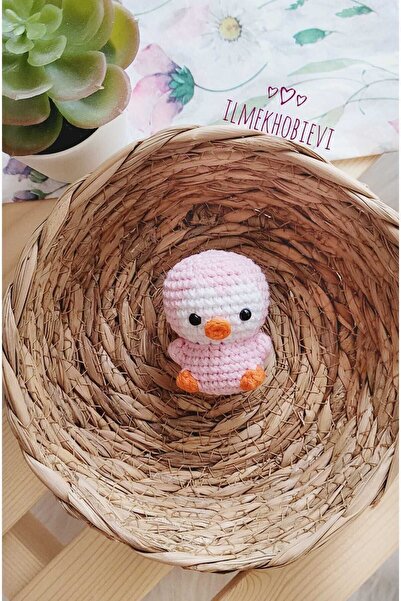 ilmekhobievi Amigurumi Sevimli Penguen Anahtarlık-Organic Oyuncak Pembe 6cm (...