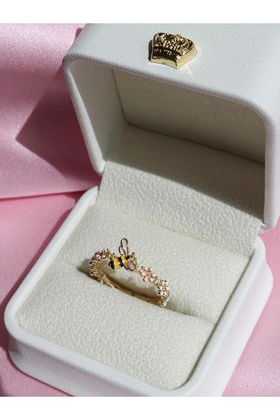 Reorah Collection Bee Flower Patterned Ring