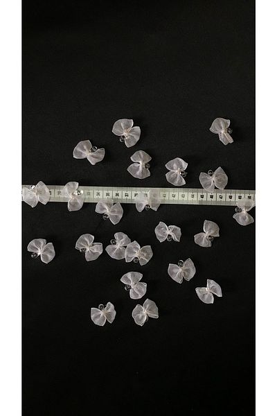 Ozpas Λευκό Φιόγκο Οργάντζα - Πέτρες, Πλάτος 2cm, Μοντέλο 25τμχ