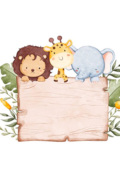 Pera İsme Özel Safari Tema Bebek Çikolatası Etiketi Kare - 4 Cm / 72 Adet