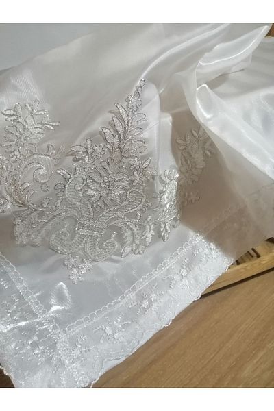 Neweste Pachet de lux din zestre din satin brodat din guipură, pachet de promisiune de logodnă, pachet de nuntă pentru masă, măsuță de cafea, capac pentru mașină 90*90cm