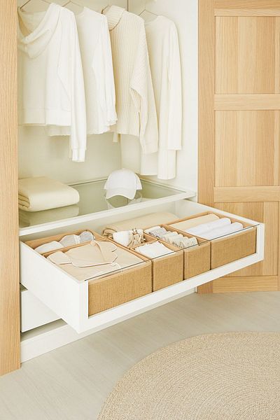 Ocean Home Textile Σετ 6 συρταριών από γιούτα Ντουλάπα οργάνωσης ρούχων Παιδικό δωμάτιο Πτυσσόμενο κουτί αποθήκευσης Organizer