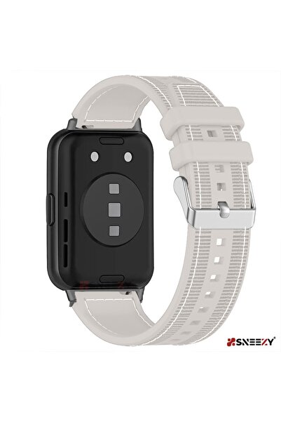 Sneezy Huawei Watch Fit 2 Ile Uyumlu Dikiş Desenli Dokuma Silikon Kordon