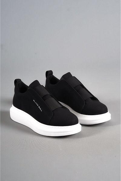 Black Bull Ba0307 Ανδρικά παπούτσια με χοντρή ψηλή σόλα διπλή ταινία Μαύρα Λευκά