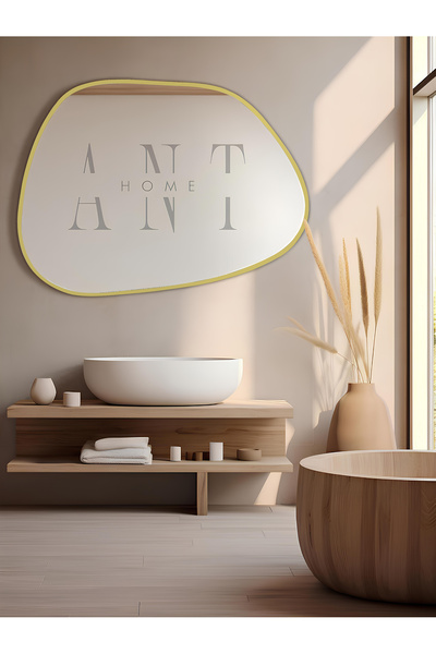 ant home Asimetrik Ayna 75X55 cm Konsol Aynası, Dresuar Aynası, Duvar Aynası,...