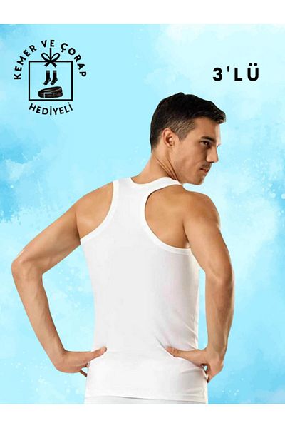 Tutku Men's Athlete Set of 3 - With Different Color Options, Belt and Socks Gift, Economic