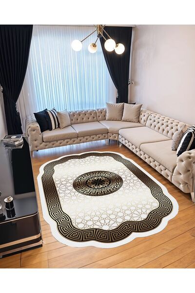 YTR HOME Dijital Baskı Yıkanabilir Kaymaz Taban Dekoratif Salon Mutfak Halısı...