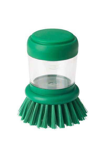 IKEA Bright Green Videvecmal Dish Brush with Detergent Chamber