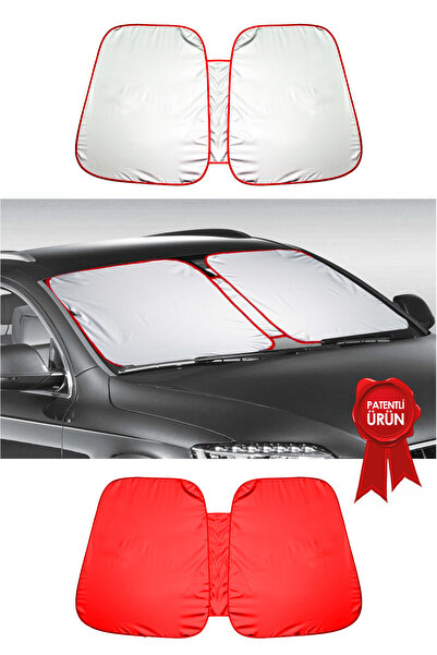 OLUNCA Tüm Araçlara Uygun Oto Ön Cam Güneşliği Oto Güneş Gözlüğü - Kırmızı - Red