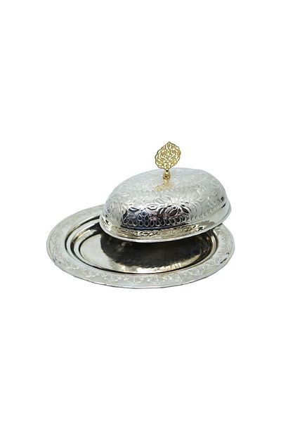ANTEPSEPETİ Silver Plated on Copper, Heavy Workmanship Inlaid Rice Bowl 30cm
