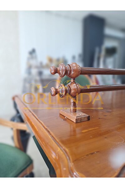 Orlenda Suport pentru perdele rustic - Suport pentru perdele rustic cu două țevi - Suport pentru perdele rustic de tăblie dezasamblat 150 cm