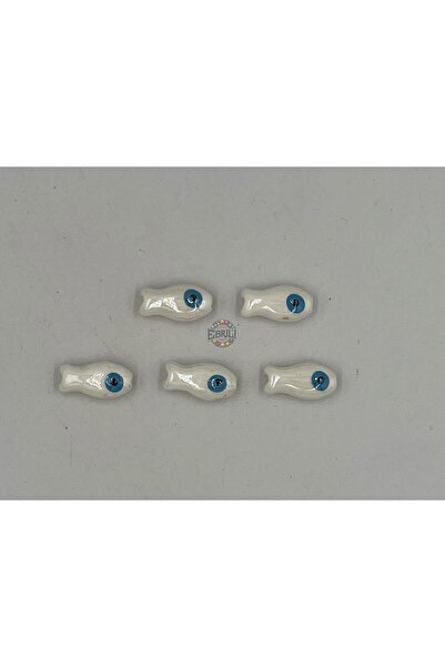 Ebruli Boncuk 19,89 mm Pește alb 5 bucăți plat din ceramică Fabricarea de bij...