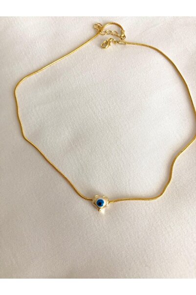 tones official Çelik Minimal Göz Nazar Boncuklu Choker