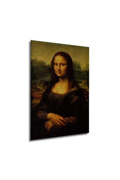 Teona Ahşap Dekoratif Dikey Mona Lisa Karartma Duvar Tablo Ahşap Dikdörtgen Tablo